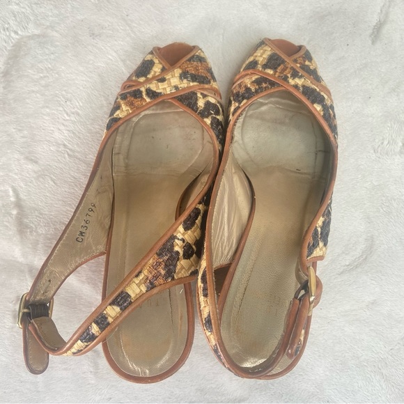 Stuart Weitzman Slingback Leopard Print Wedge Sandals - Picture 7 of 11
